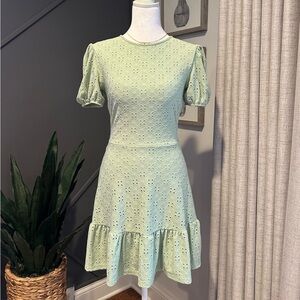 Speechless Light Green Pistachio Eyelet Mini Dress Fits xs to small